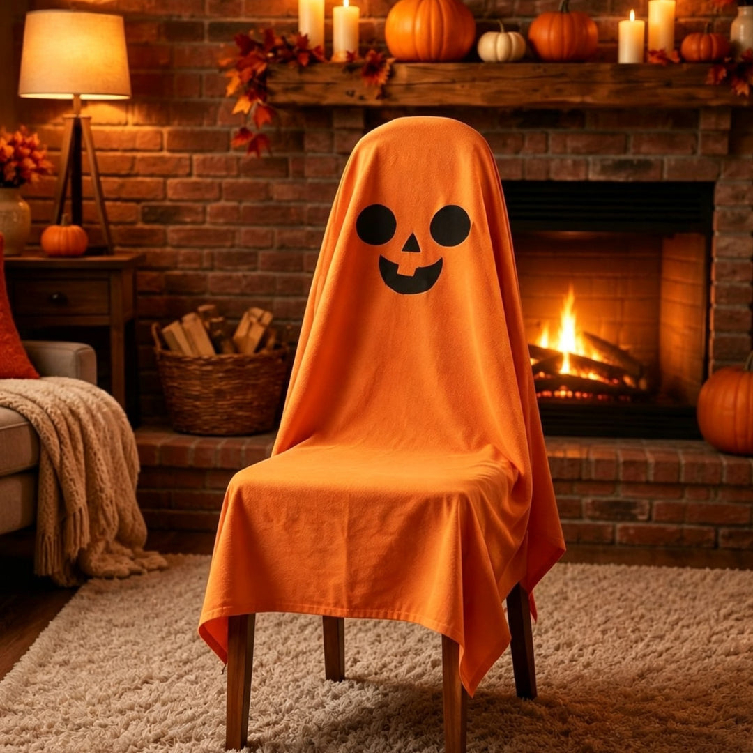 Ghost Throw Costume with Sewn-On Eyes and Bow Appliqué