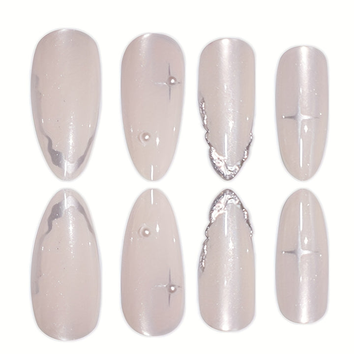 Elegant Press-On Nail Art with Floral Accents Stornfield