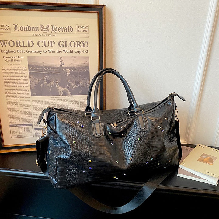 Stylish Crocodile-Texture Weekend Duffel Bag Stornfield