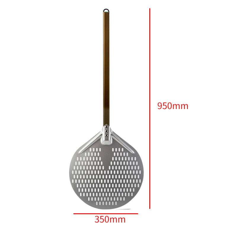 long wooden handled round aluminum pizza peel with reinforced neck Stornfield