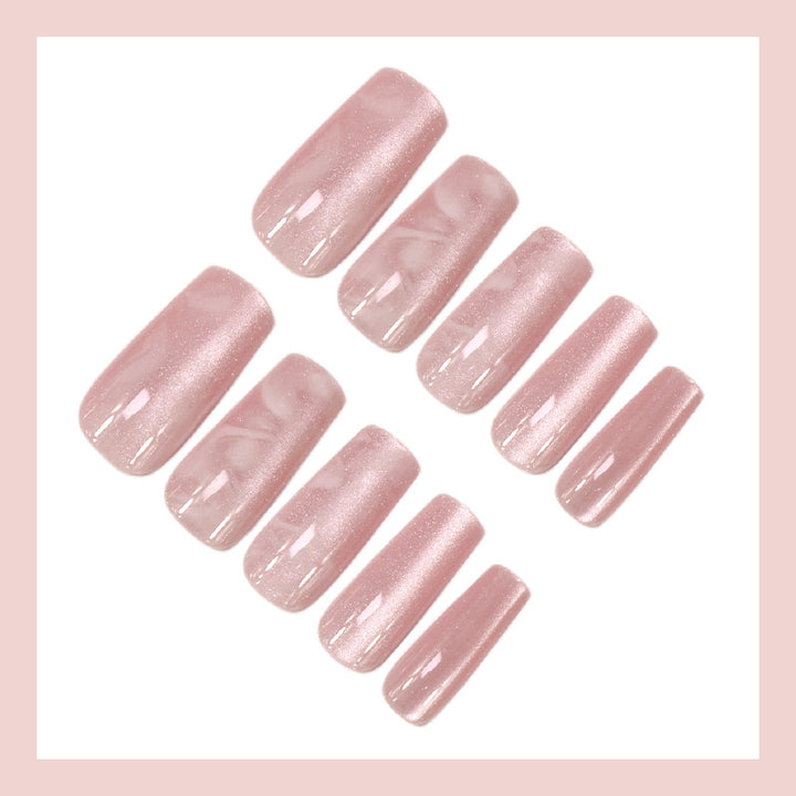 Artificial nail set with stylish marble design and glitter accents Stornfield
