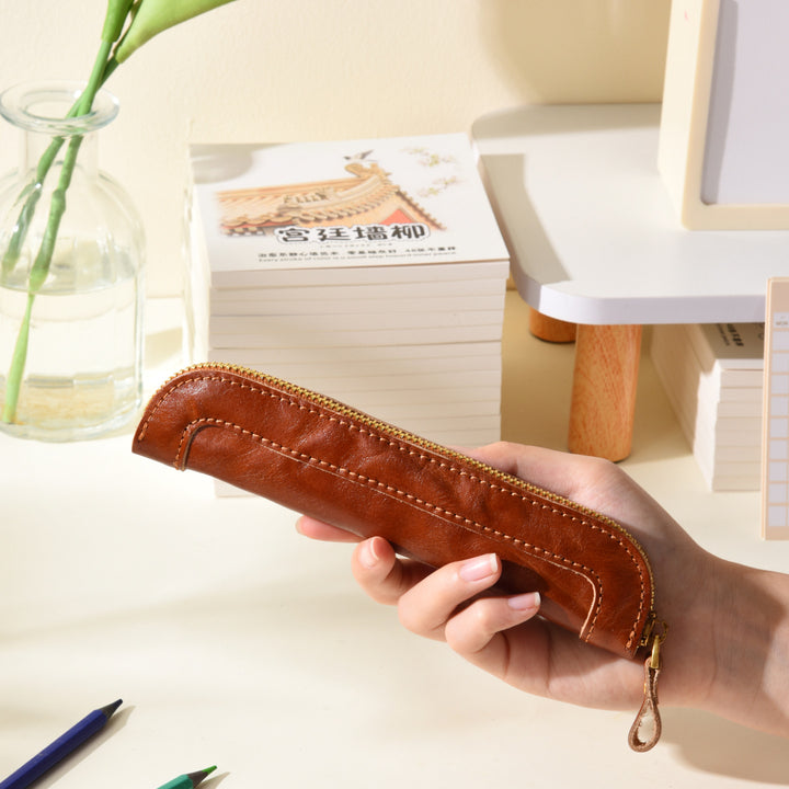 Premium Leather Zippered Pencil Case