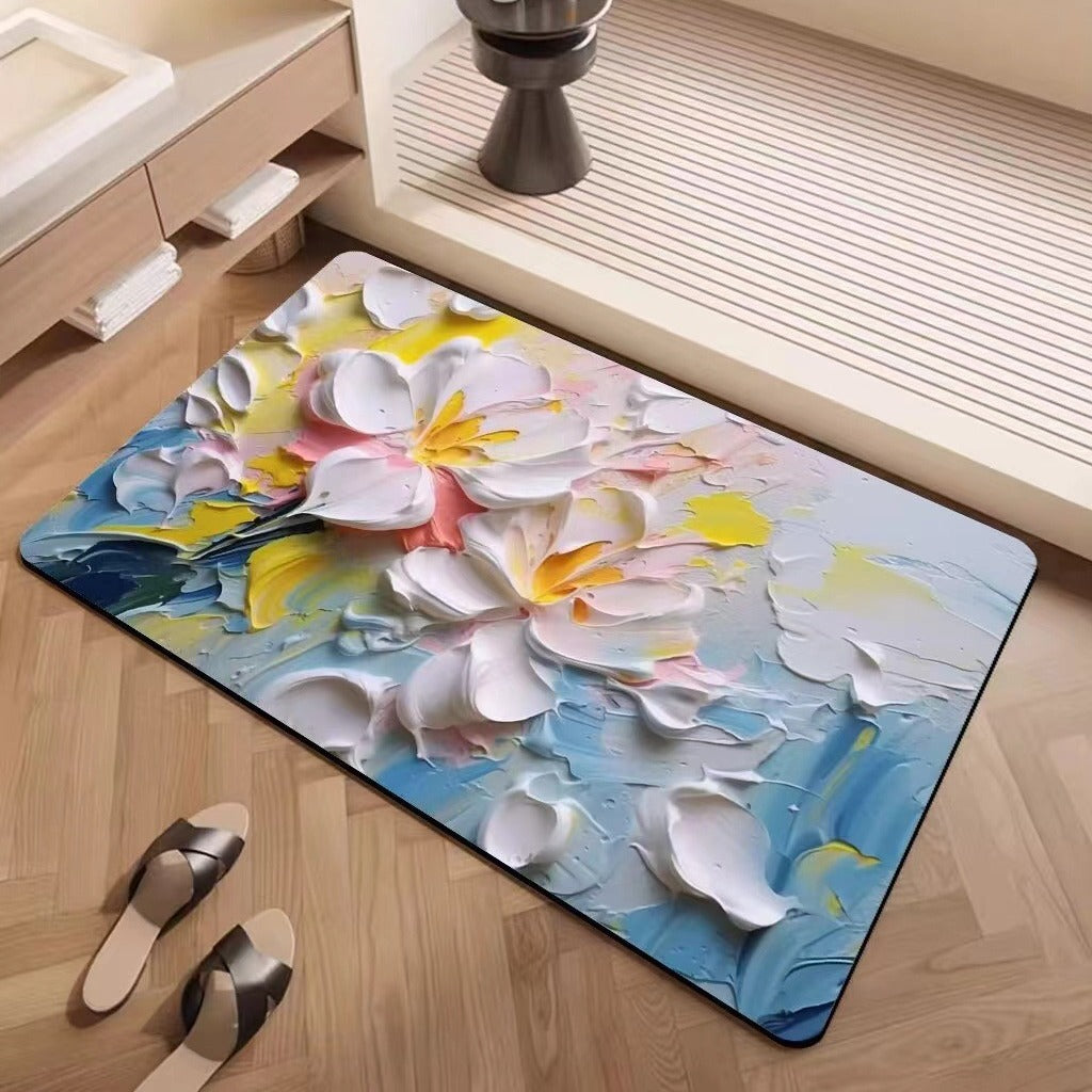 Luxury Textured Floral Bath Mat Stornfield