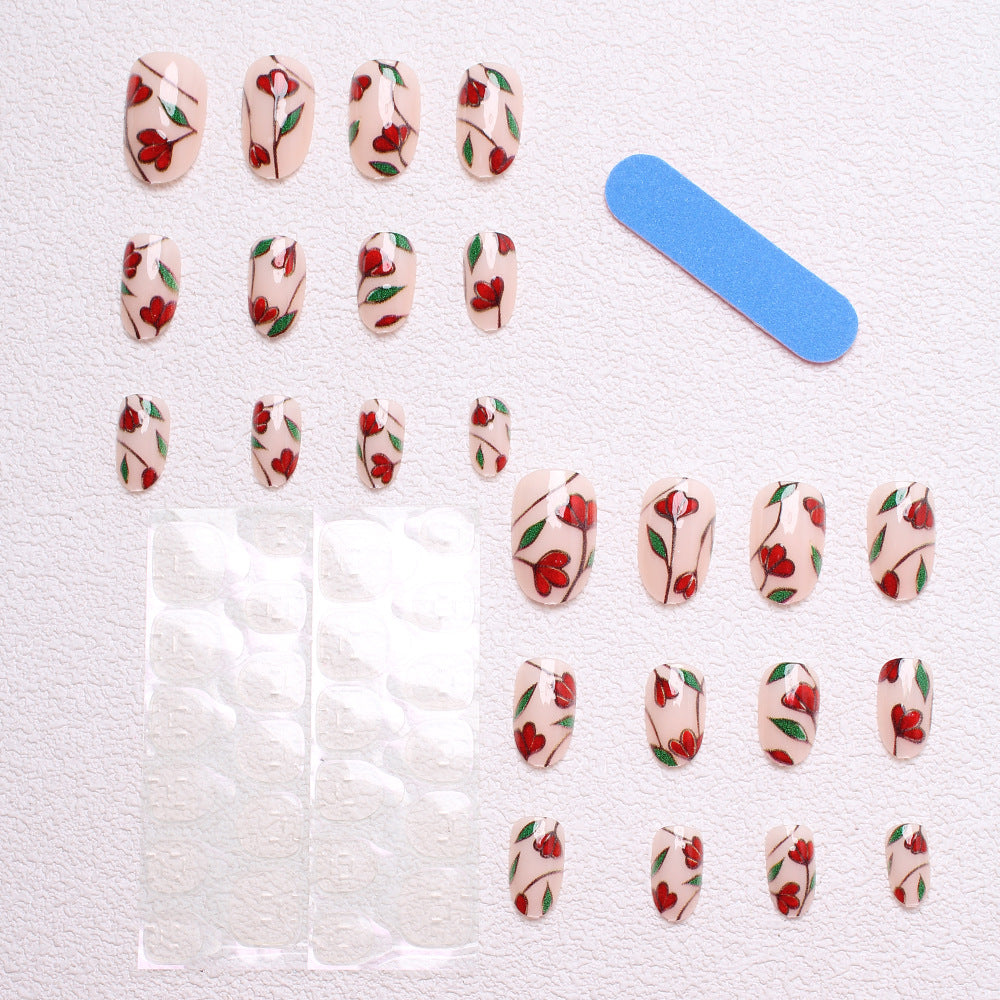Floral-Designed Press-On Nails Stornfield