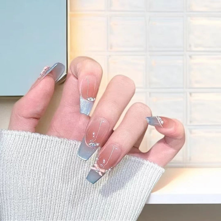 Decorative Nail Art Extensions with Rhinestone  Accents