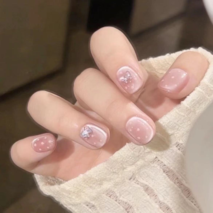 Artistic Floral Press-On Nail Set with Glitter Accents Stornfield