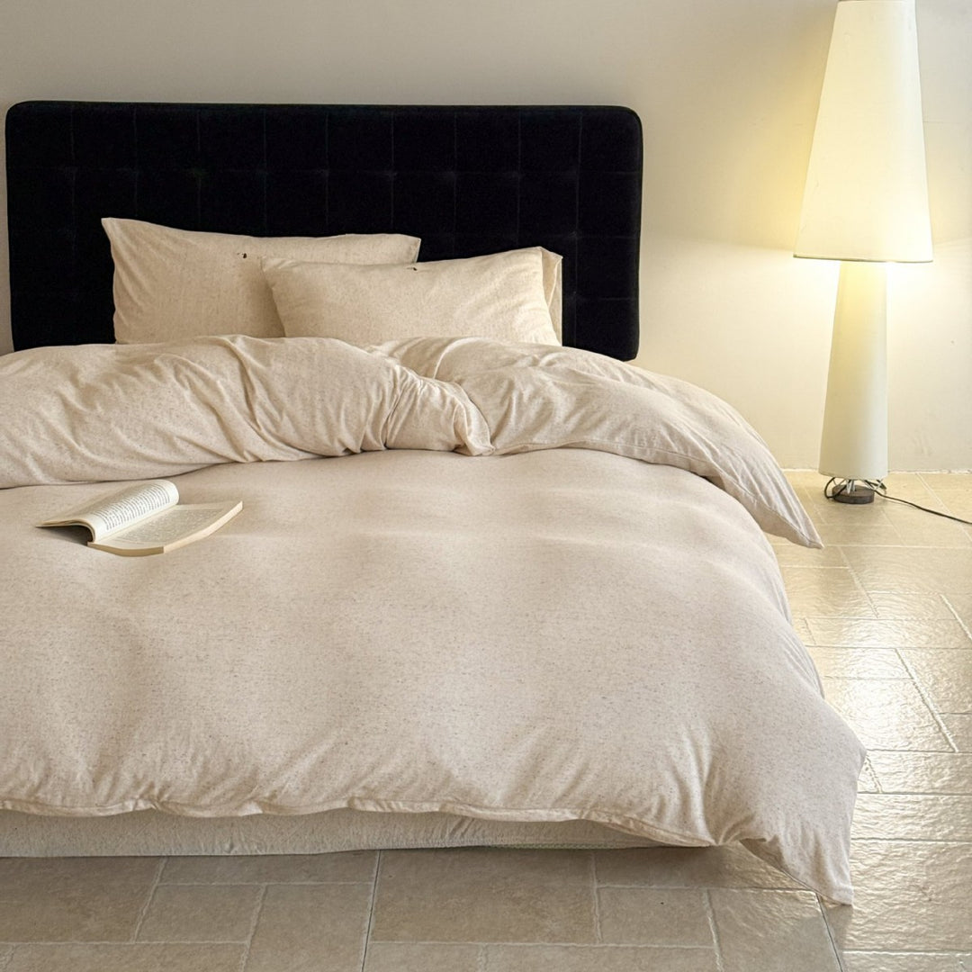 Linen-Blend Duvet Cover Set with Deep-Pocket Fitted Sheet