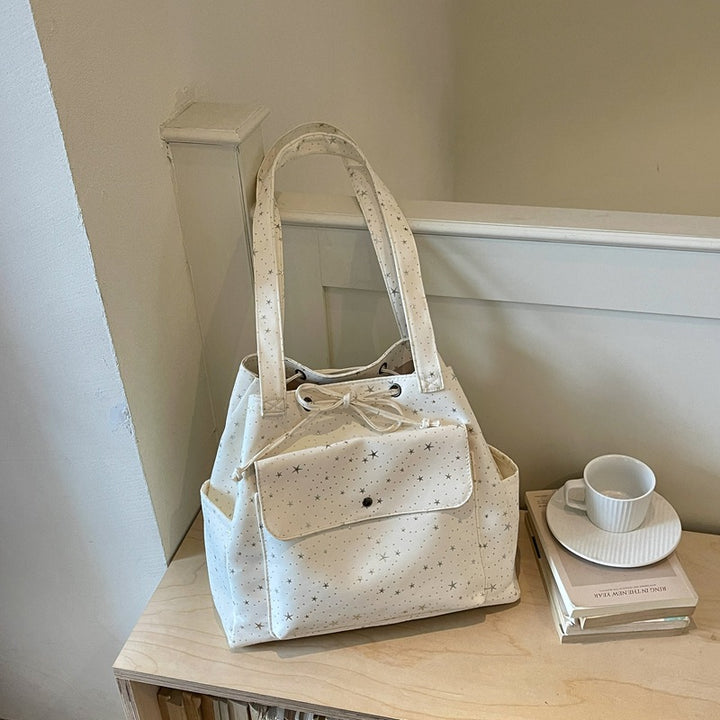 Versatile Casual Tote Bag with Star Print