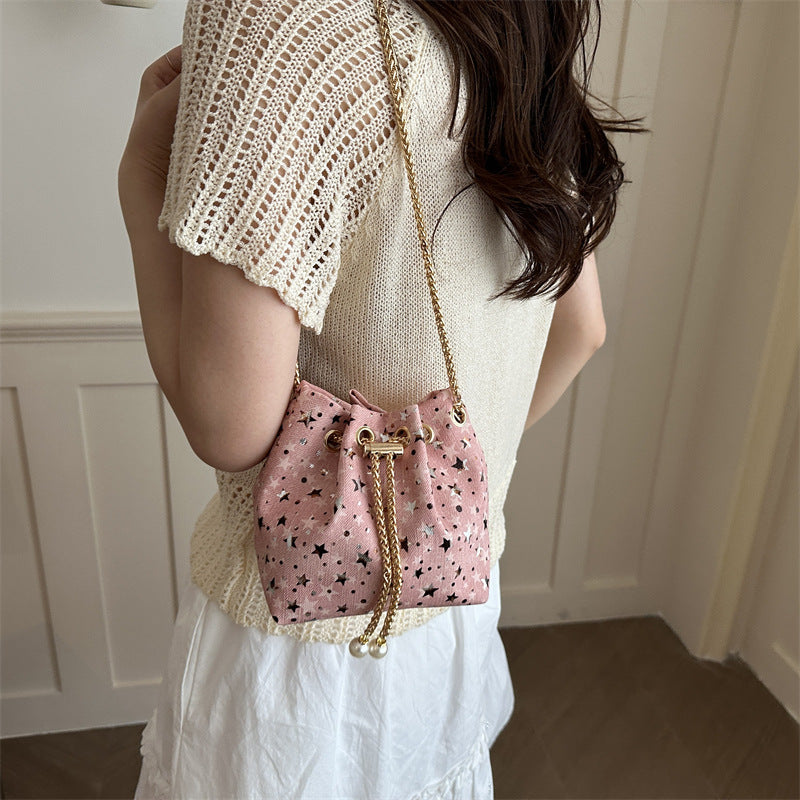 Star-Print Drawstring Handbag