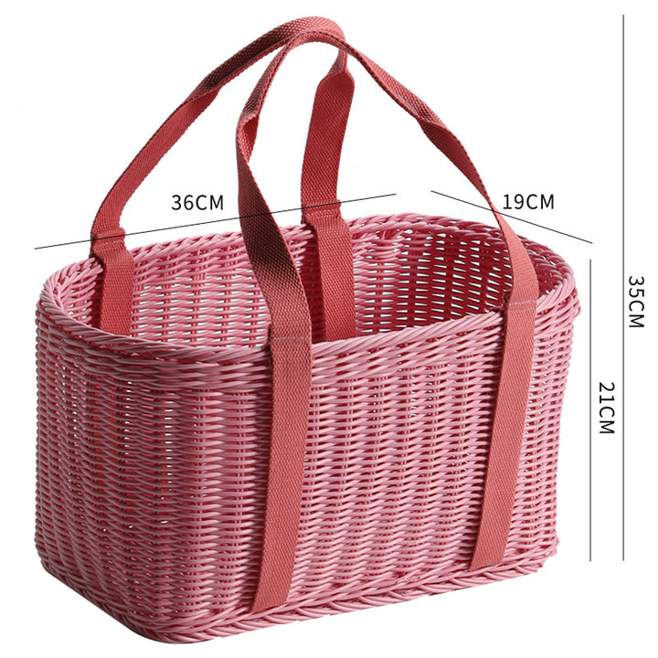 Unisex Robust braided shopping basket with comfortable fabric handles Stornfield