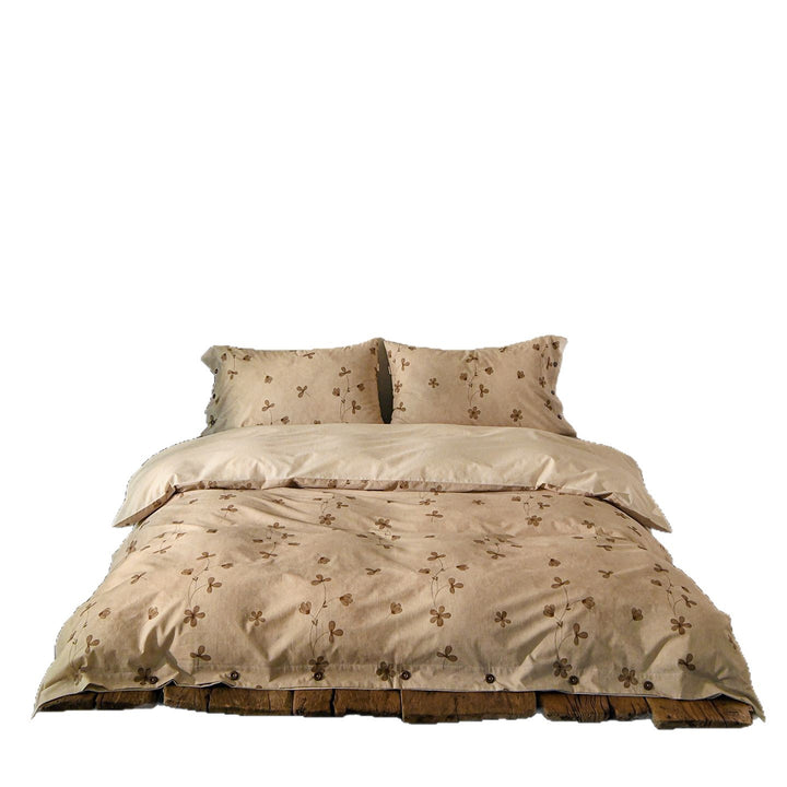 Luxurious bedding set made of cotton satin with floral watercolor pattern reversible duvet cover with button closure and pillowcases