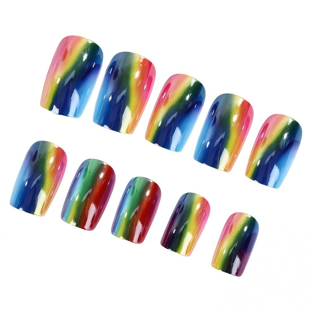Colorful artificial nails in rainbow design Stornfield