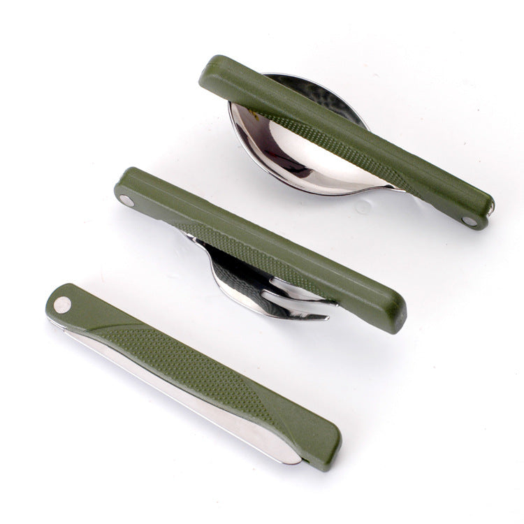 compact folding camping cutlery set with high-grade stainless steel utensils and tactical nylon pouch Stornfield