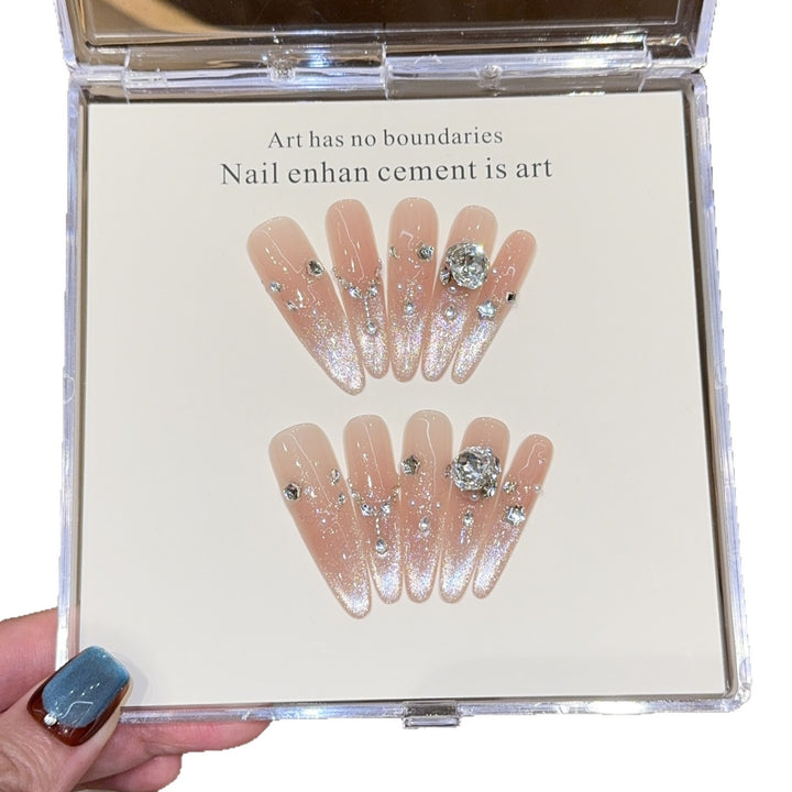 Artificial artificial nails with luxurious glitter and rhinestone design Stornfield