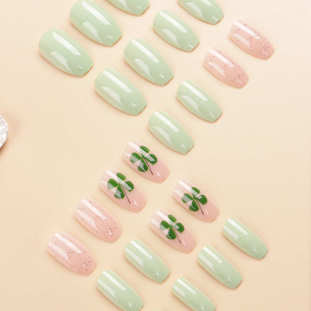 Decorative Press-On Nail Art Set with Clover Design Stornfield