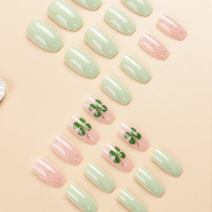 Decorative Press-On Nail Art Set with Clover Design Stornfield