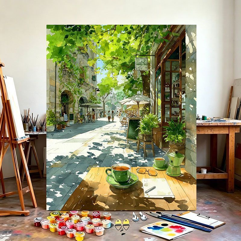 Urban Café Scene Canvas Art Print Stornfield