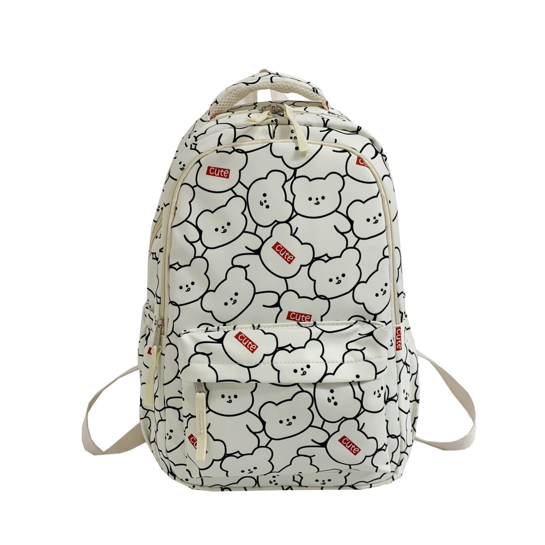 Backpack with Cute Bear Pattern and Functional Compartments Stornfield