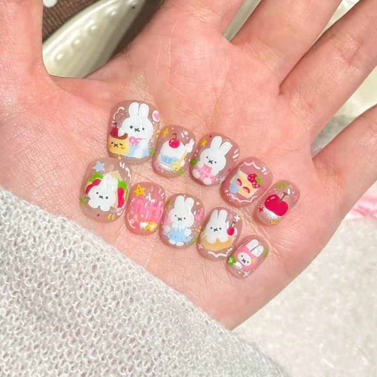 Cute Character Press-On Nail Art Set Stornfield