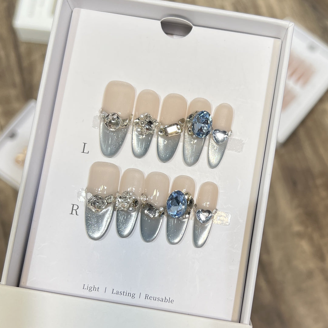 Decorative Stiletto Press-On Nails with Crystal Accents Stornfield