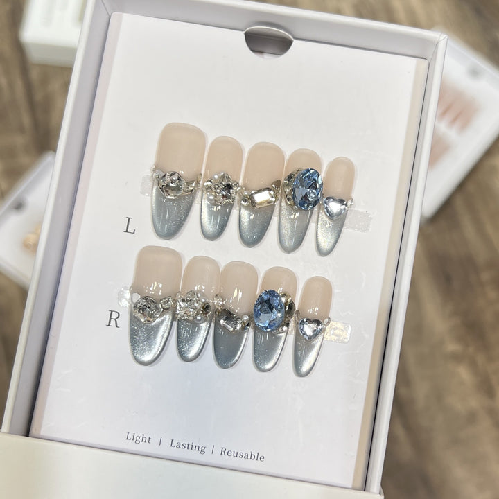 Decorative Stiletto Press-On Nails with Crystal Accents Stornfield