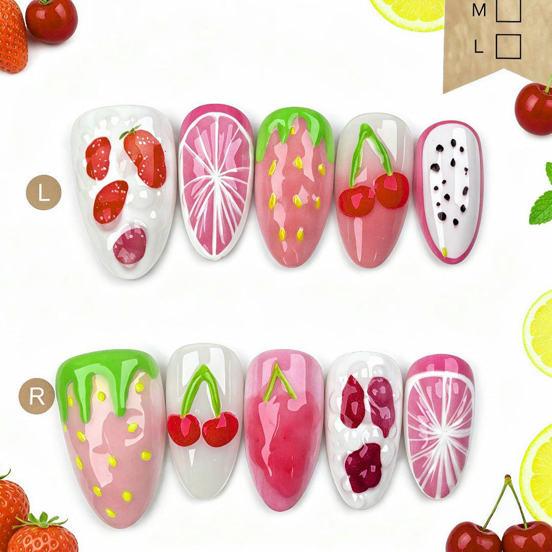 Creative Fruit-Themed Press-On Nail Art Set