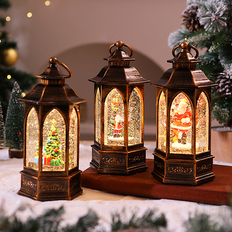 Nostalgic Christmas lantern with snowman scene Stornfield