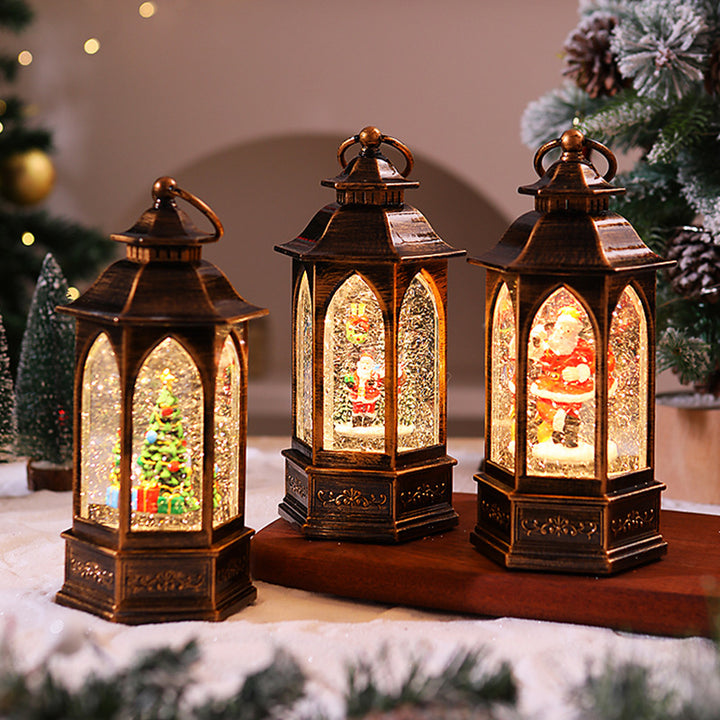 Nostalgic Christmas lantern with snowman scene Stornfield