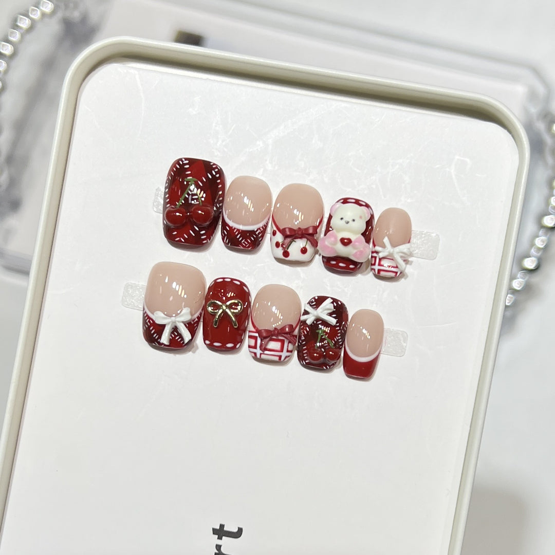 Whimsical Dessert-Themed Press-On Nail Art Set Stornfield