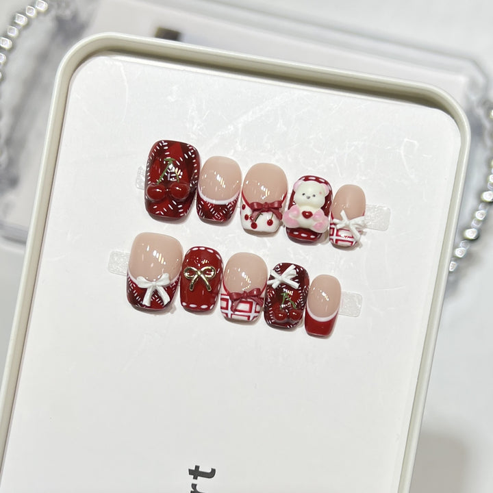 Whimsical Dessert-Themed Press-On Nail Art Set Stornfield