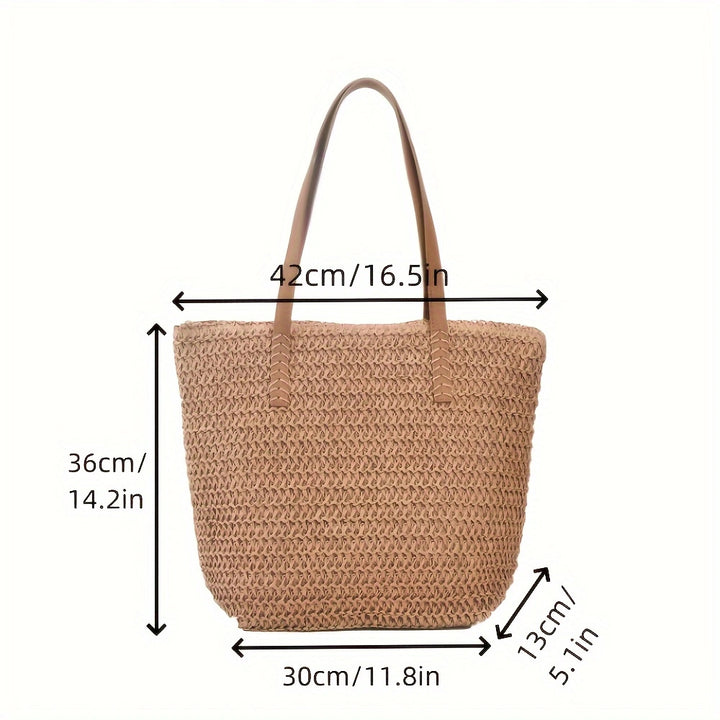 Braided shopping bag with high-quality leather handles Stornfield