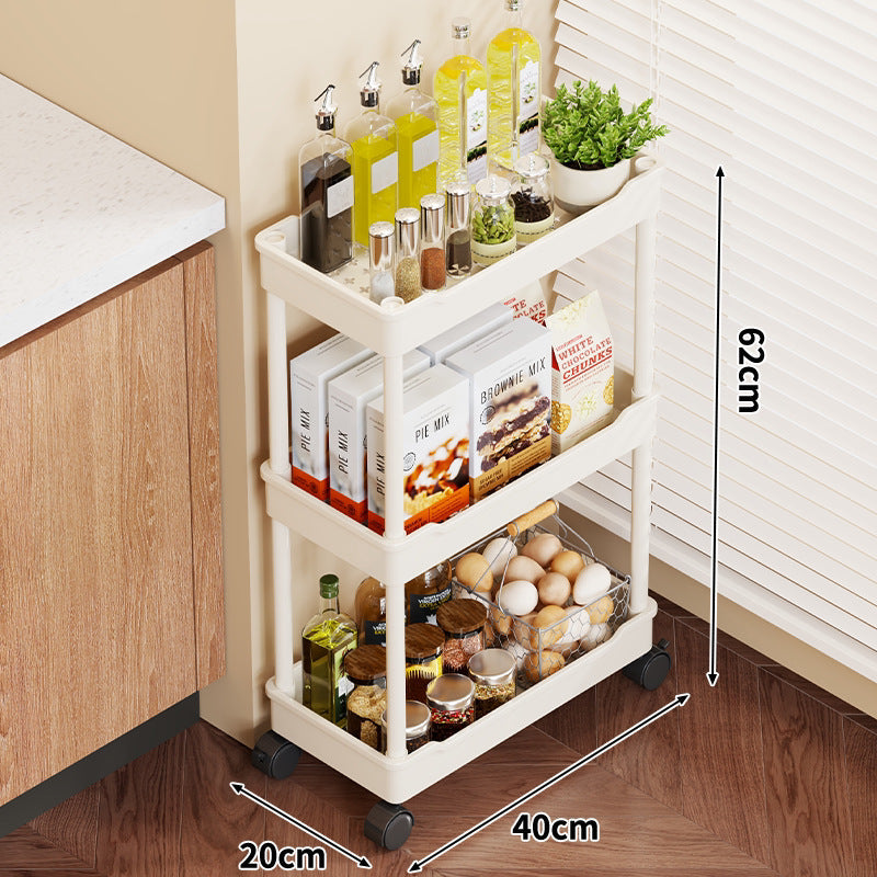 5-Tier Rolling Kitchen Storage Cart with Deep Plastic Baskets and Locking Casters