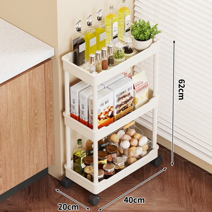 5-Tier Rolling Kitchen Storage Cart with Deep Plastic Baskets and Locking Casters