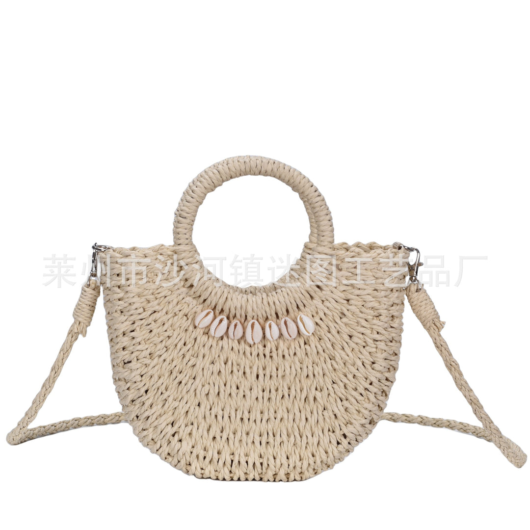 Natural fiber handbag with shell decoration Stornfield