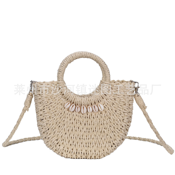 Natural fiber handbag with shell decoration Stornfield