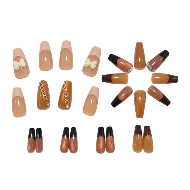Glamorous artificial nails with glittering design and elegant embellishments Stornfield