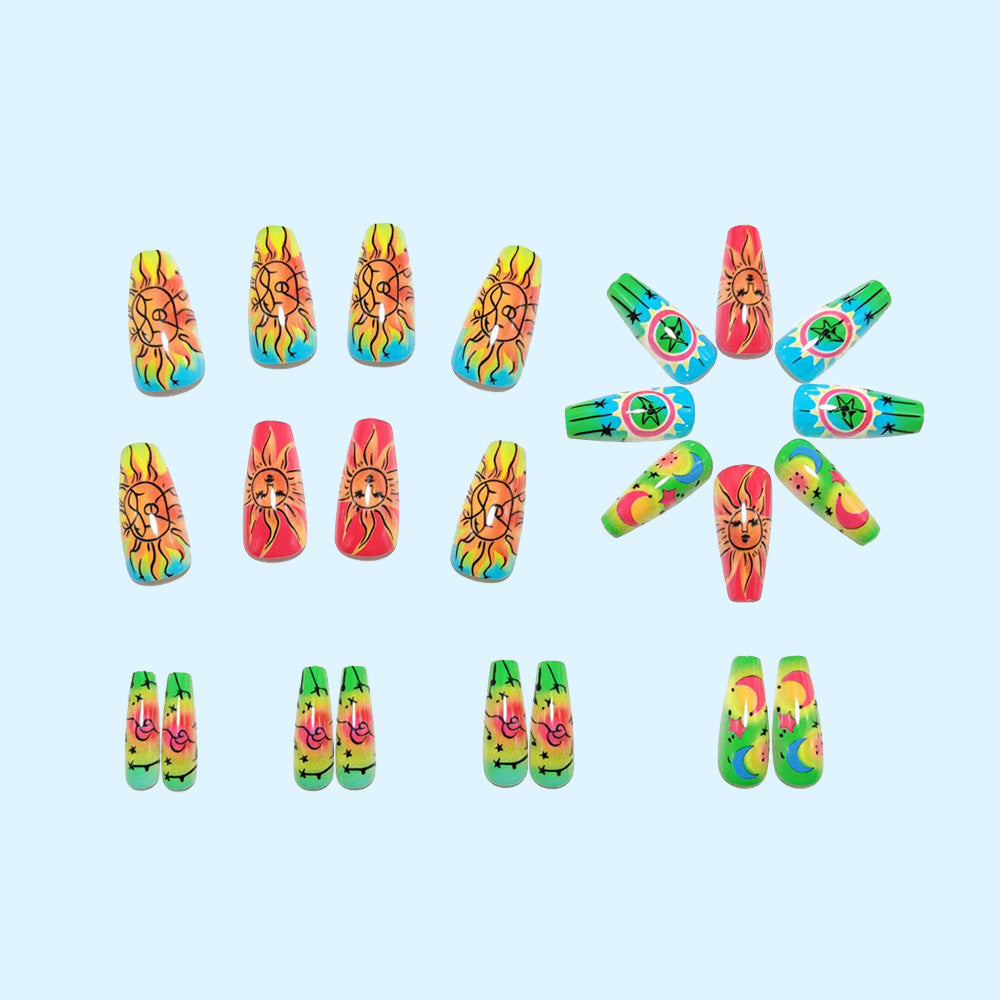 Creative neon-themed art nails with fantastic patterns Stornfield