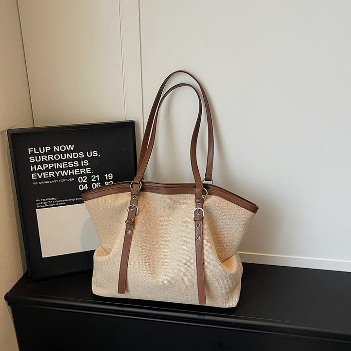 Versatile Canvas Tote Bag with Leather Accents