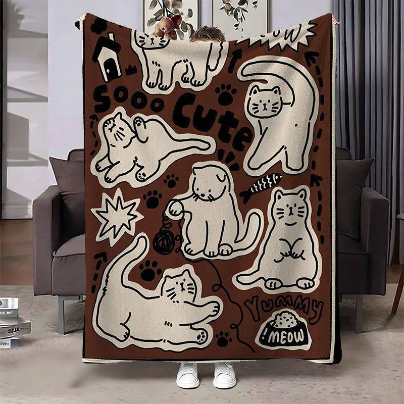 Cozy Cat-Themed Throw Blanket