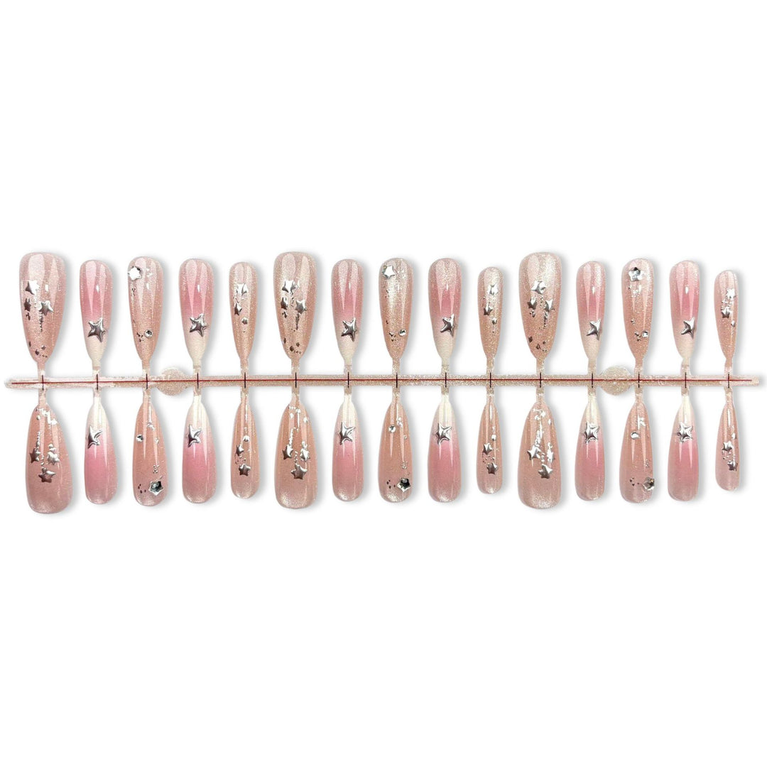 Premium Press-On Nail Art Set with Star Accents and Ombre Finish