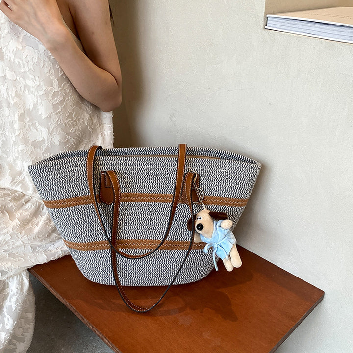 Textured Woven Tote Bag