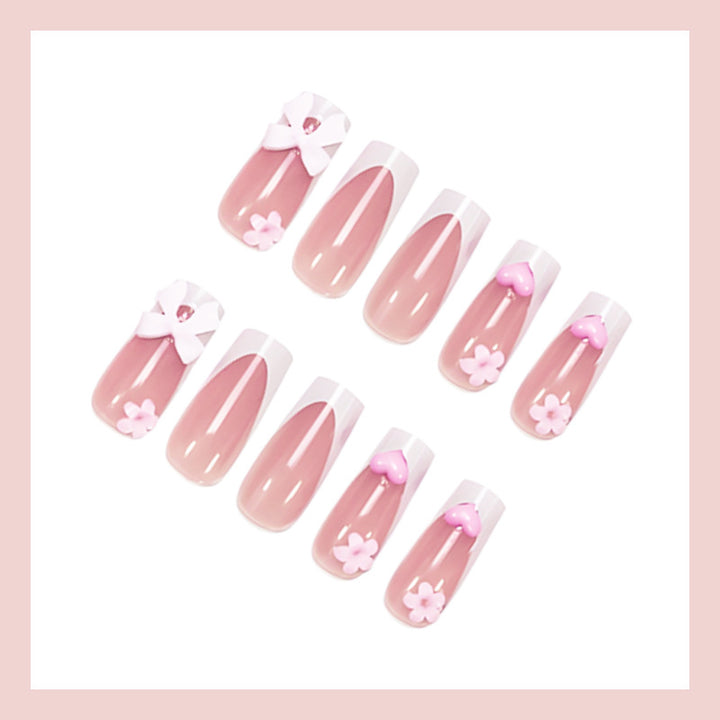 Artificial nail set with romantic flowers and elegant accents Stornfield