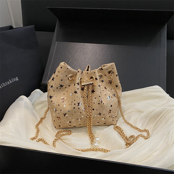 Star-Print Drawstring Handbag