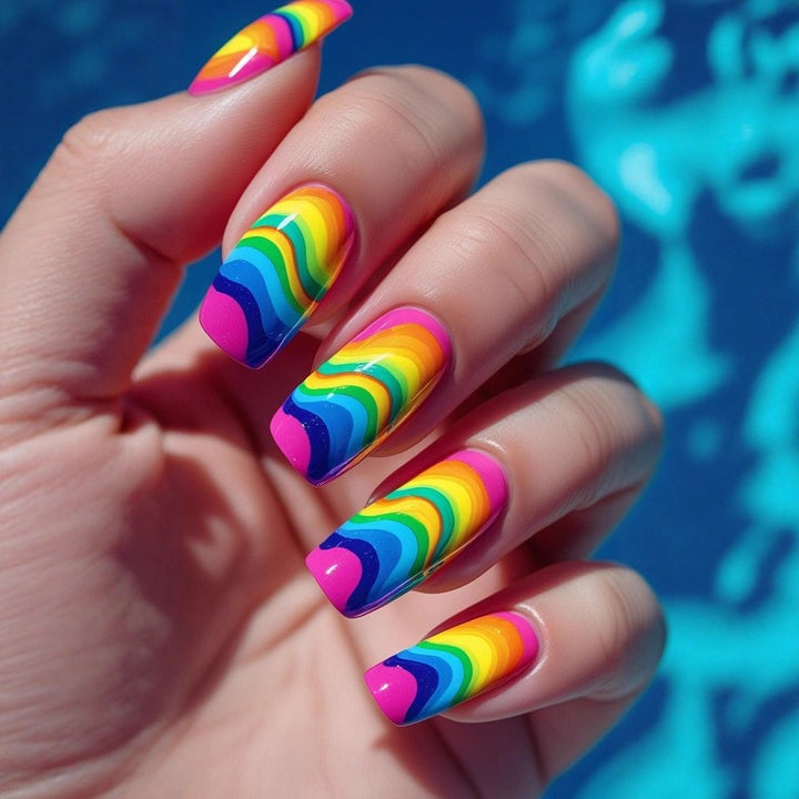 Elegant Artificial Nails with French Manicure and Glitter Effects Stornfield