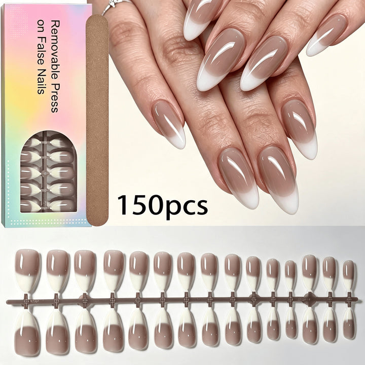 Removable Press-On Nail Set with French Tip Design Stornfield