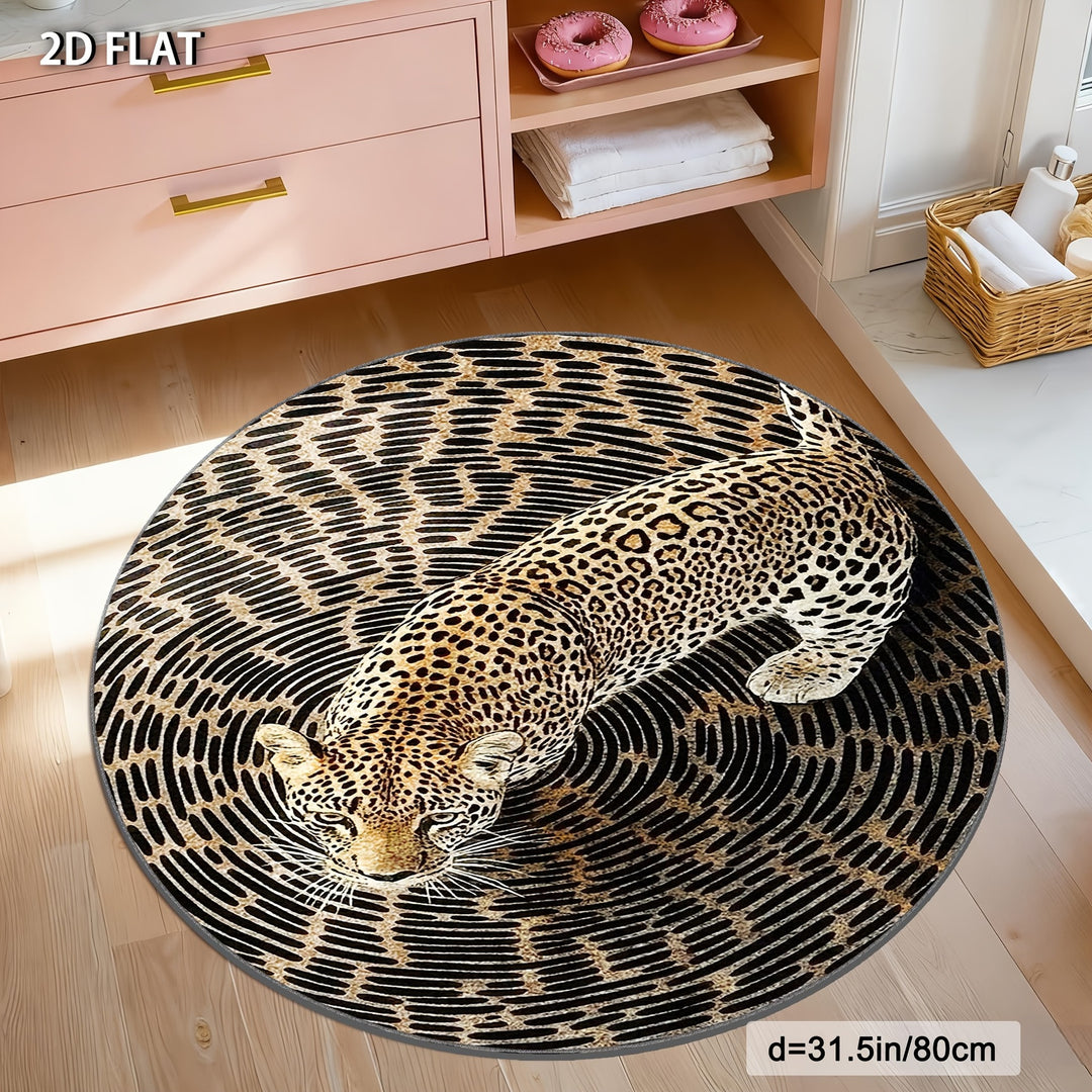 Artistic Leopard-Print Round Floor Mat
