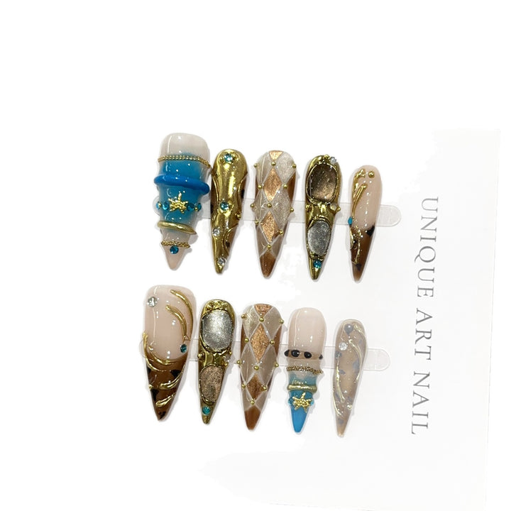Artistic Long-Stiletto Press-On Nail Set