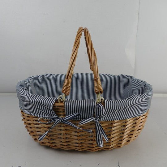 Women braided basket with striped inner lining Stornfield