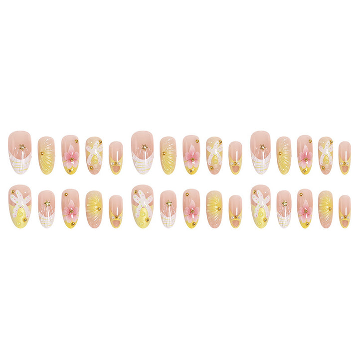 Artificial nails with floral glitter pattern Stornfield