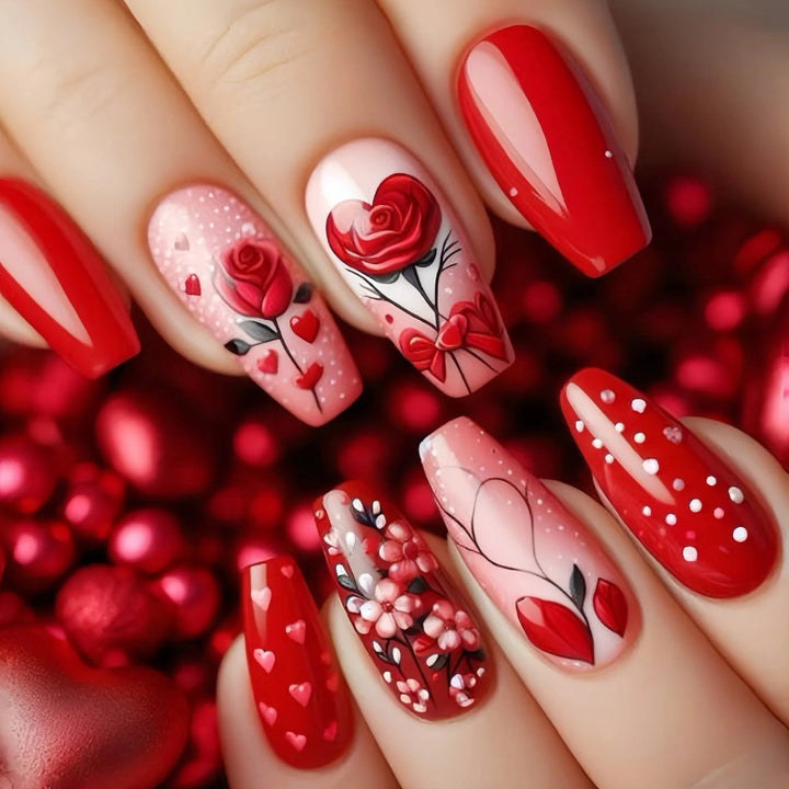 Floral Design Acrylic Nail Art Extensions Stornfield